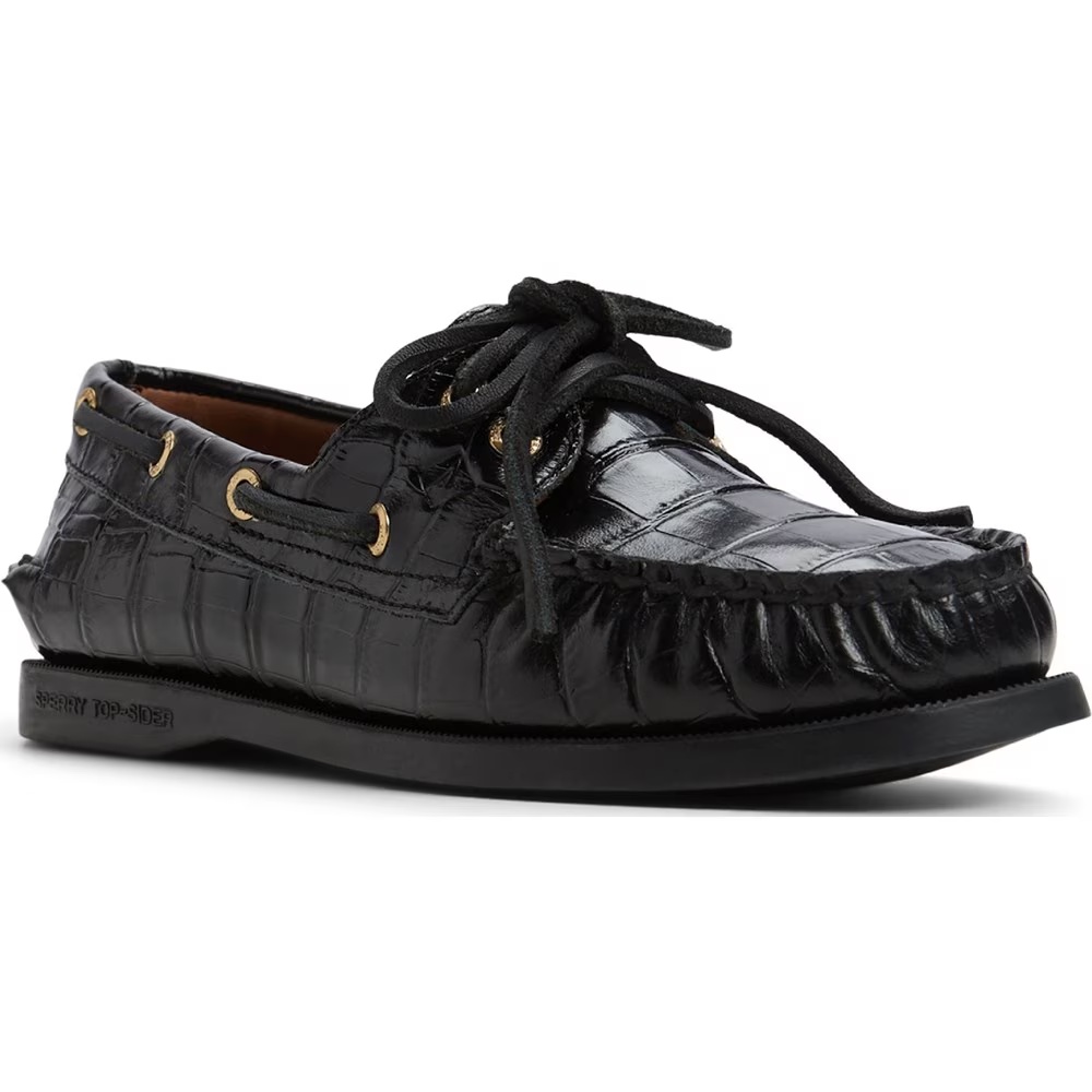 Подлинные оригинальные кожаные туфли-лодочки с двумя люверсами Sperry, черный