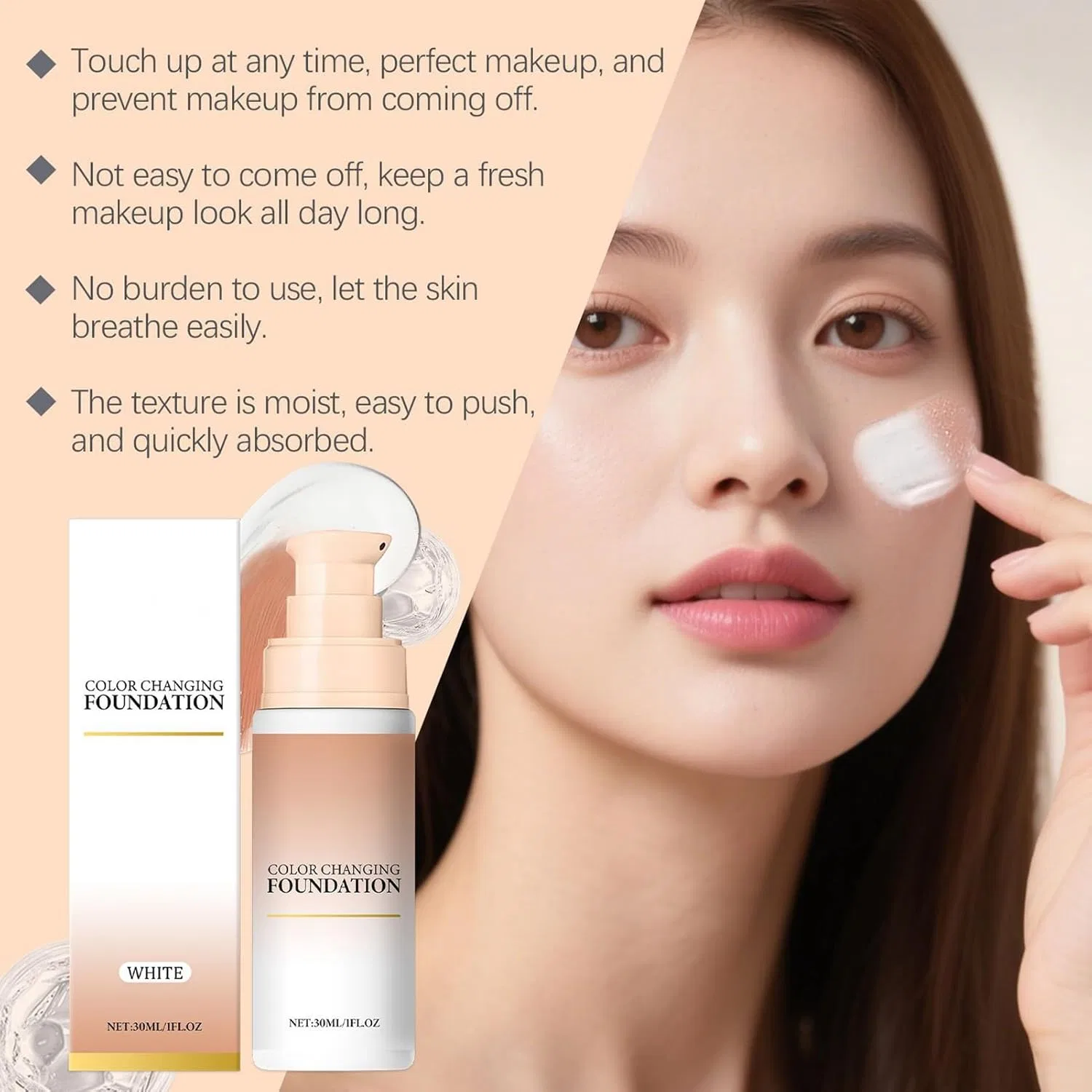 Тональное средство Color Changing Foundation Generic 30ml белый — фото 3