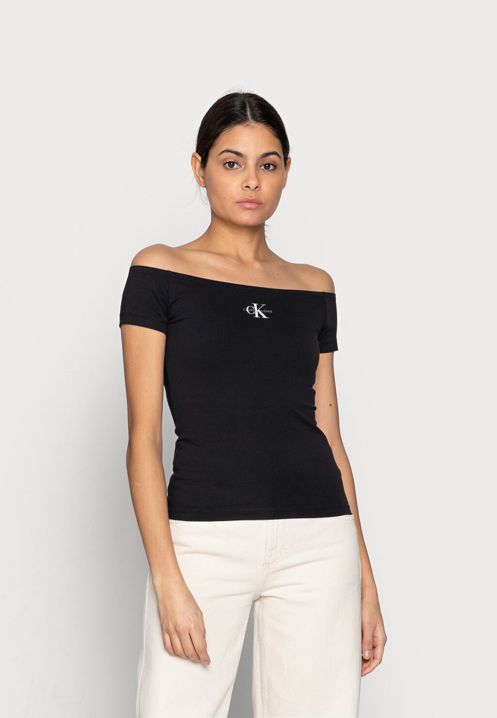 

Футболка с принтом ТОП MONOGRAM SLIM BARDOT Calvin Klein Jeans, черный