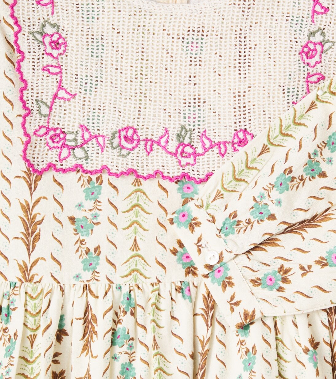 Платье Элиза из хлопка с цветочной вышивкой Bebe Organic, Floral Stripe — фото 3