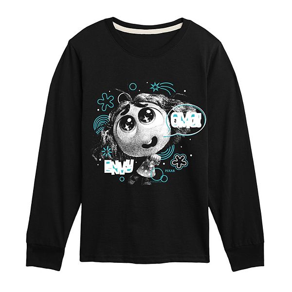 

Футболка с длинным рукавом Inside Out 2 Envy Portrait Doodle для мальчиков 8-20 лет Disney / Pixar, Black