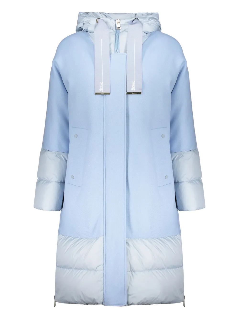 

Двухцветная пуховая куртка с капюшоном Herno, синий