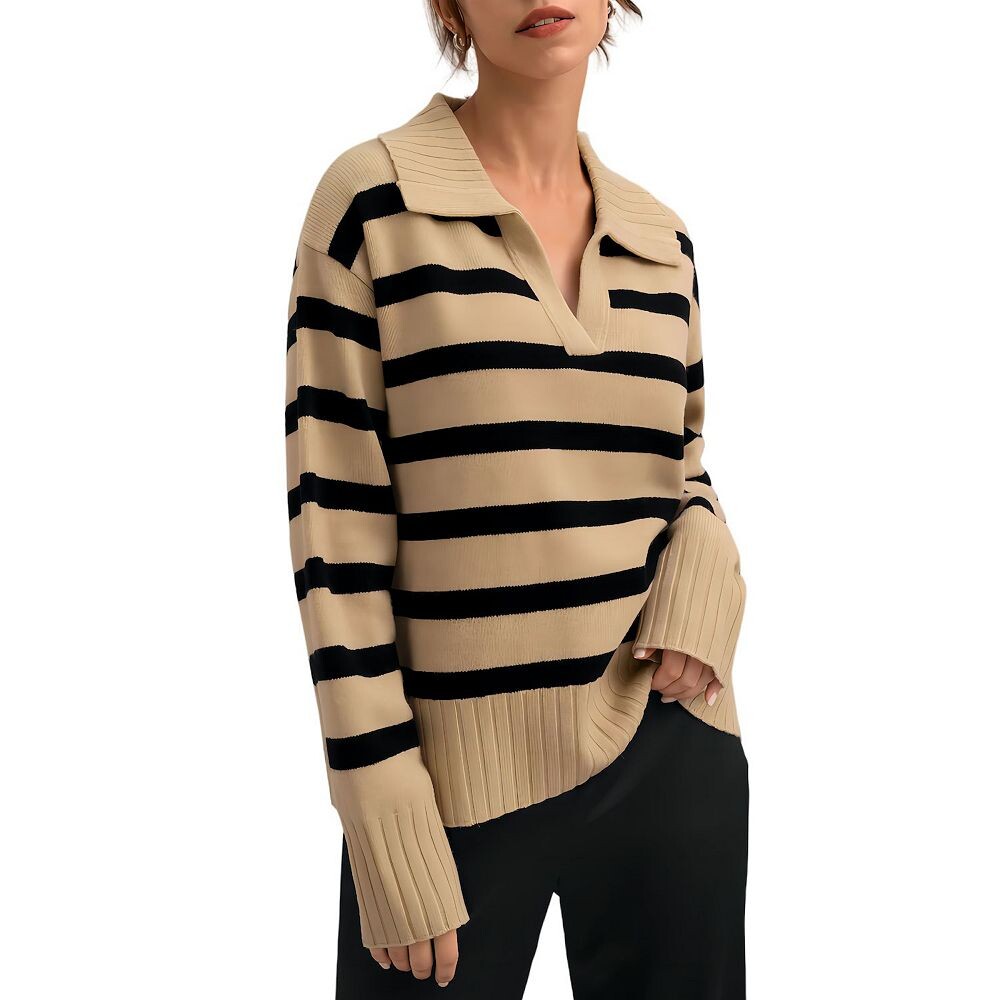 

Женский свитер в полоску Lilysilk The Gilly, цвет Black Coffee Stripes