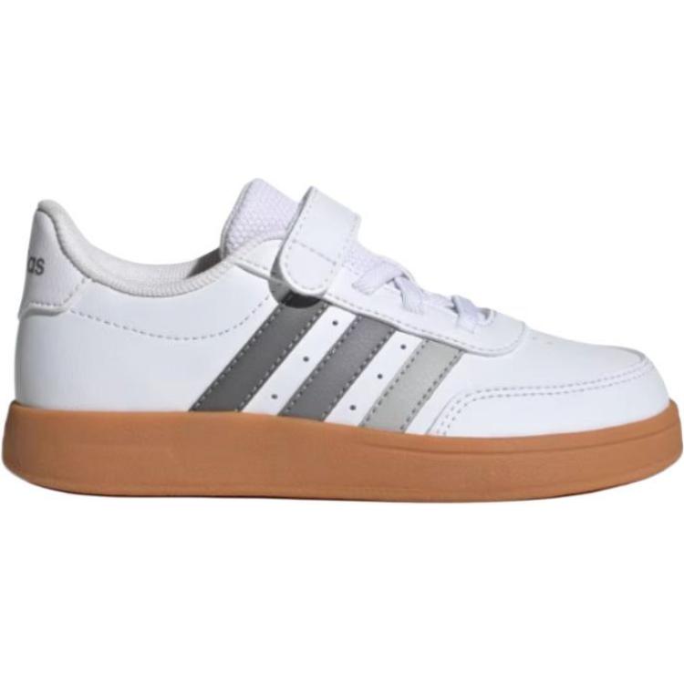 Adidas Детские кроссовки для скейтбординга BREAKNET 2.0 с противоскользящей подошвой, износостойкие, белые, серые/желтые, из смолы — фото 3