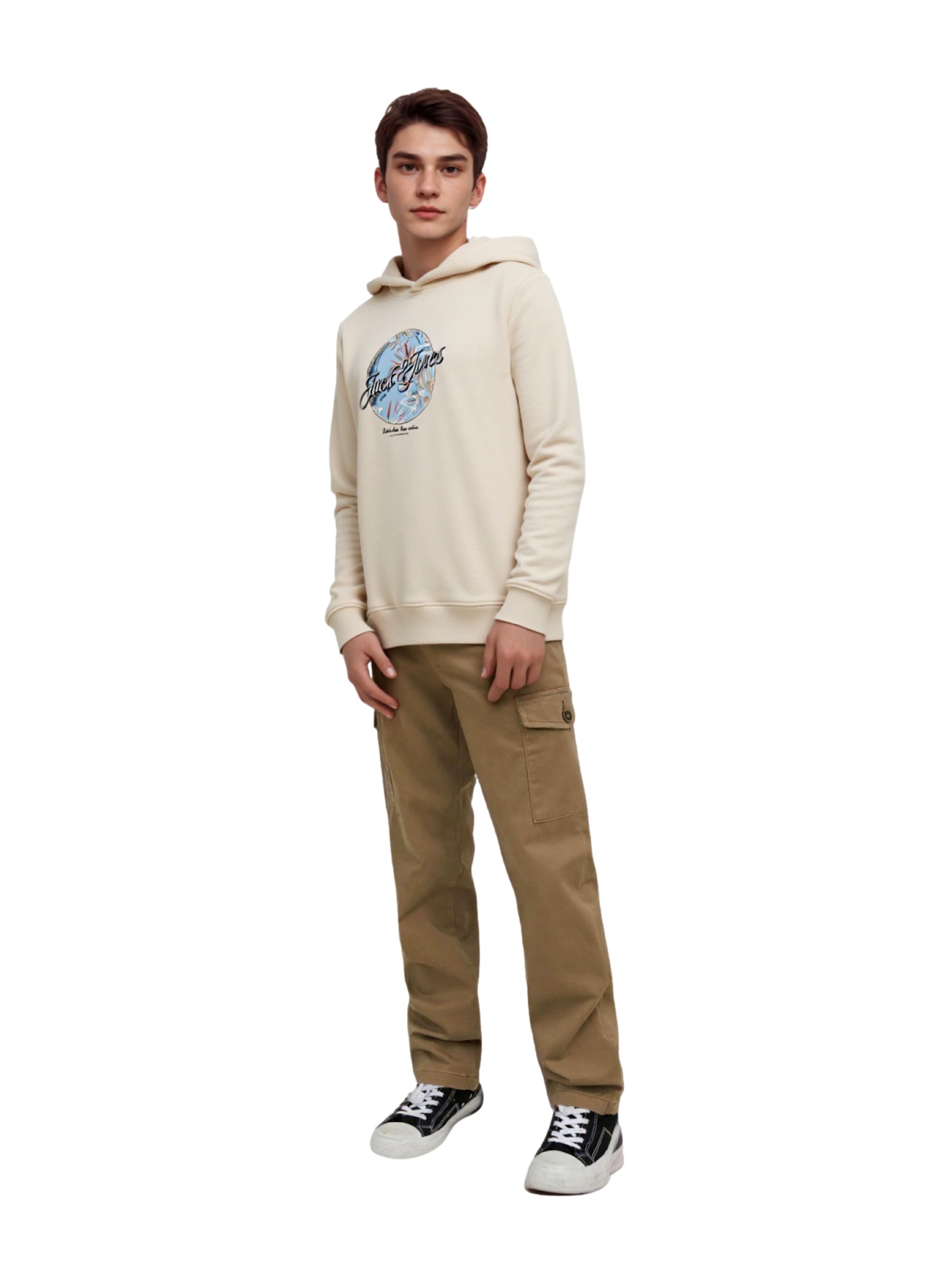 Jack & Jones Junior Толстовка 'Honolulu' в бежевом цвете — фото 4