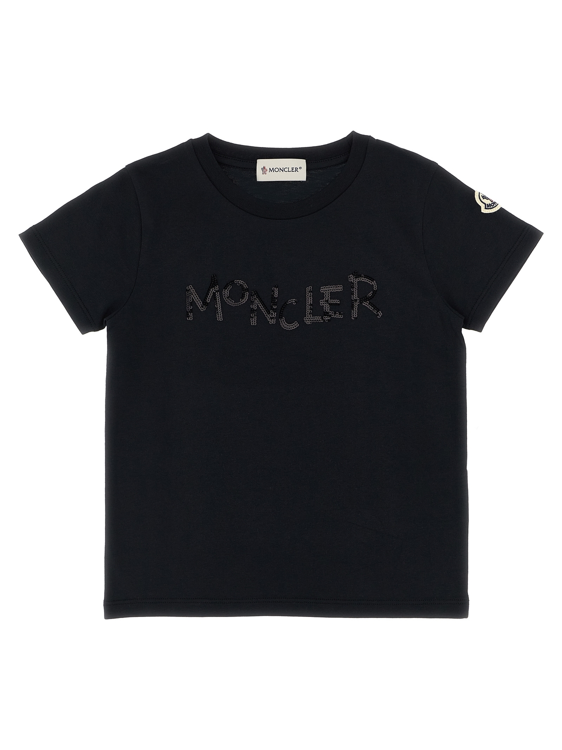 

Футболка с логотипом из пайеток Moncler Enfant, черный
