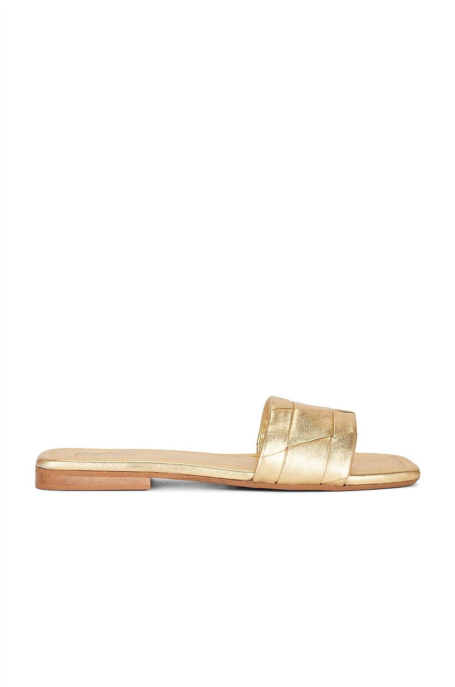 Женские плоские сандалии Portland Leather Slide в металлическом золоте Seychelles, металлическое золотой
