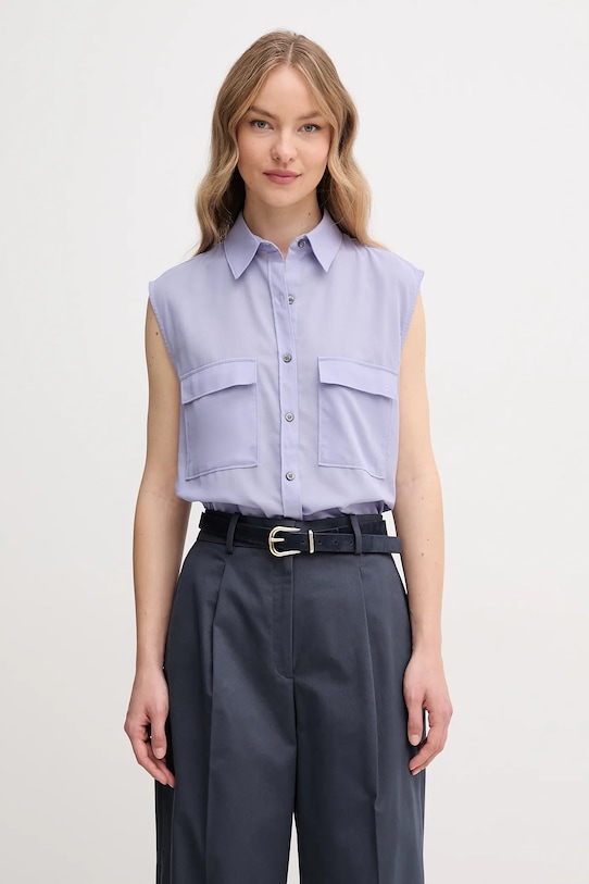 

Хлопковая рубашка Calvin Klein, фиолетовый