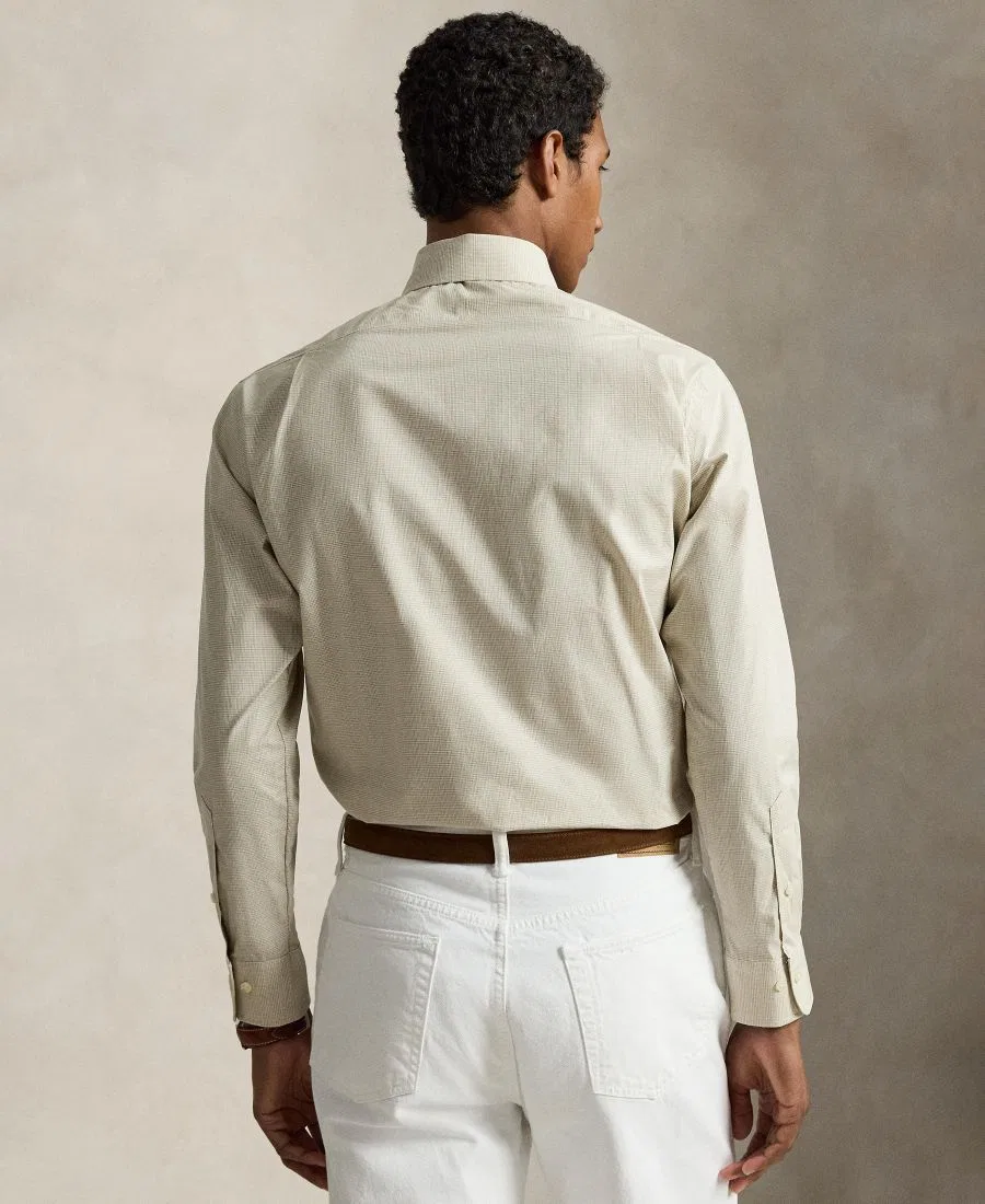Рубашка Regent Classic Fit в клетку из поплина Polo Ralph Lauren, Coastal Beige/White — фото 4