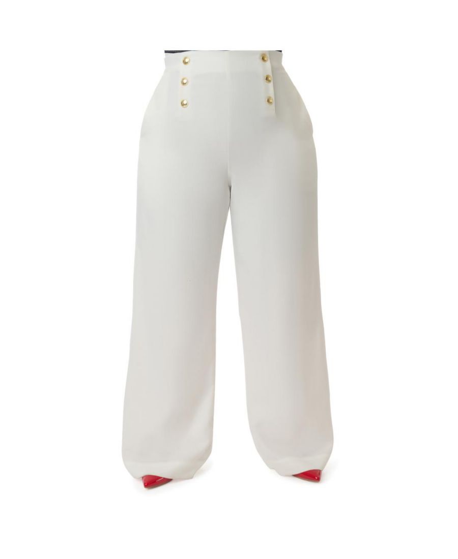 

Широкие матросские брюки больших размеров Smak Parlour, White & gold