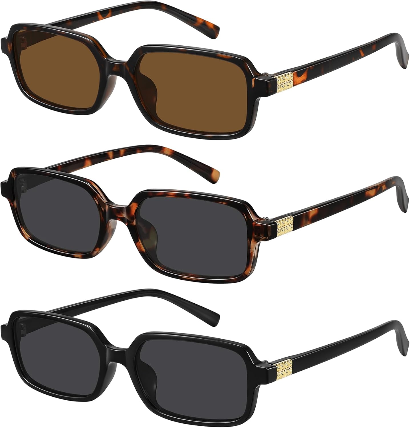 

Солнцезащитные очки WOWSUN в стиле ретро, ​​прямоугольные, женские, маленькие, модные, в стиле 90-х, защита от УФ-излучения UV400, 3 Pack: Black Grey Lens+tortoise Grey Lens+leopard Brown Lens