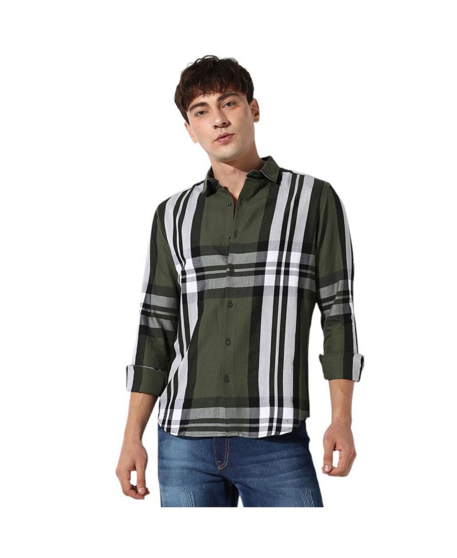 

Мужская темно-зеленая рубашка в клетку тартан Campus Sutra, Dark green