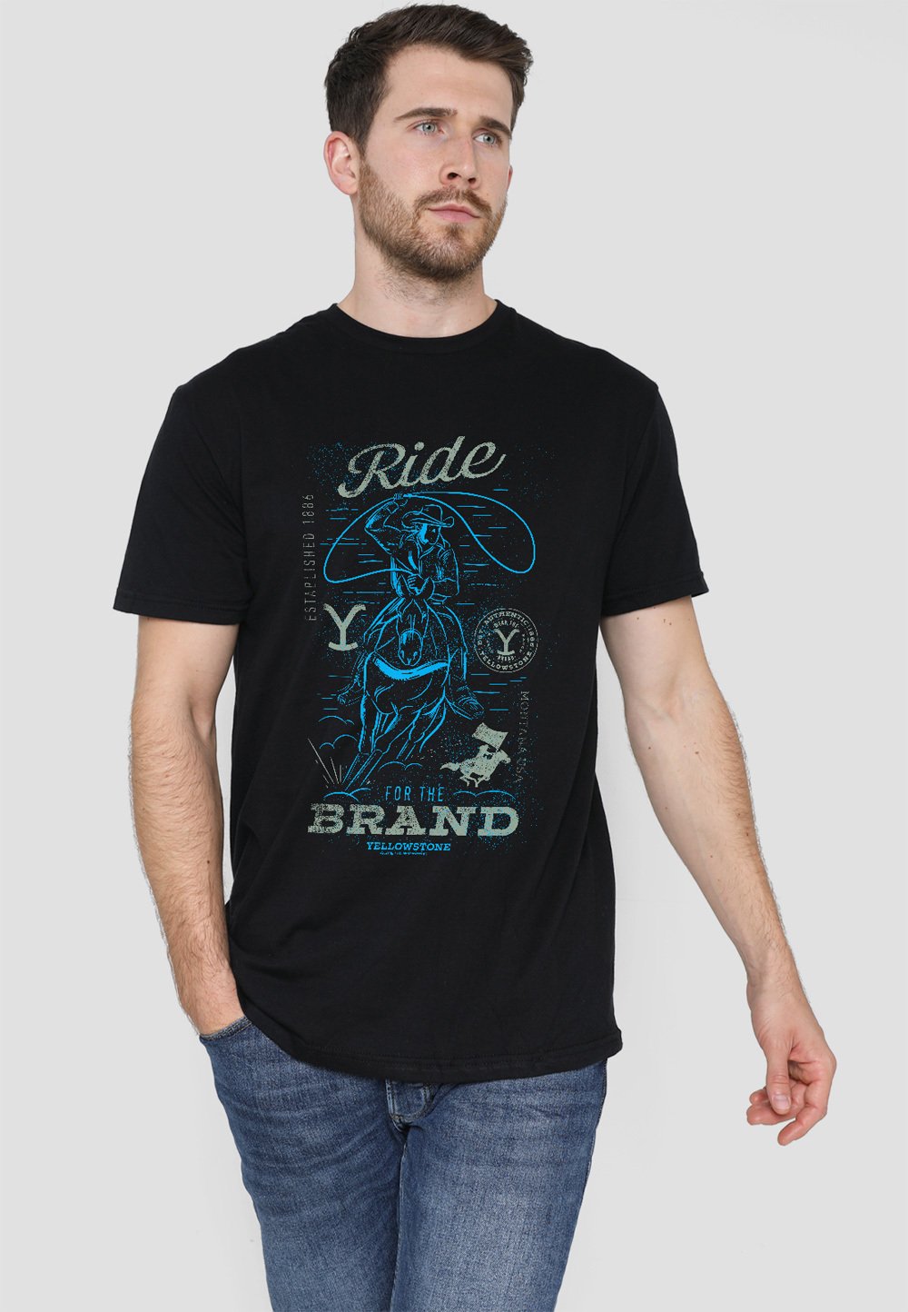

Футболка с принтом YELLOWSTONE RIDE FOR THE BRAND Cotton Soul, черный