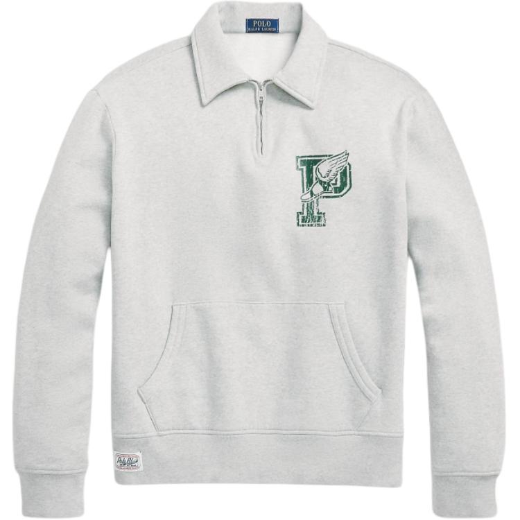 Свитшот с v-образным вырезом из хлопка Polo Ralph Lauren, серый — фото 3