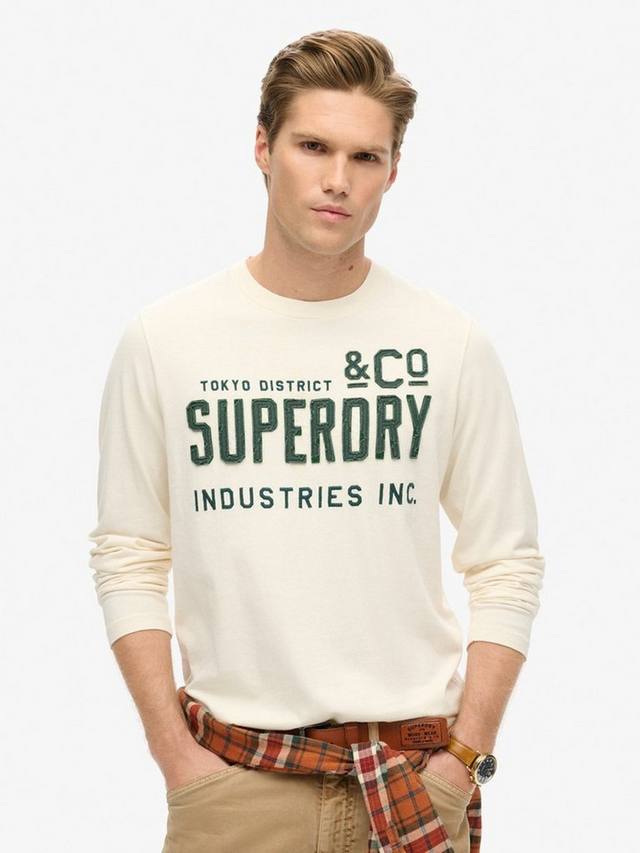 

Хлопчатобумажная футболка с логотипом regular fit с длинным рукавом Superdry, цвет Rice White