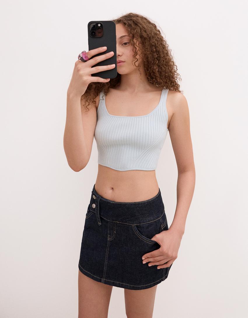 

Топ с бретельками Bershka, голубой
