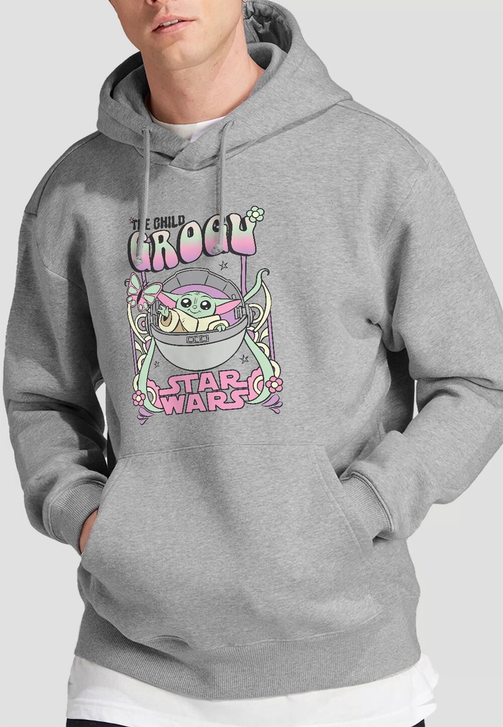 

Толстовка с капюшоном HIPPIE GROGU PRINT Star Wars, серый