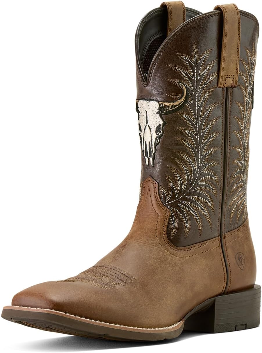 

Мужские ковбойские сапоги ARIAT Sport Steer Skull с широким квадратным носком, Sandstorm