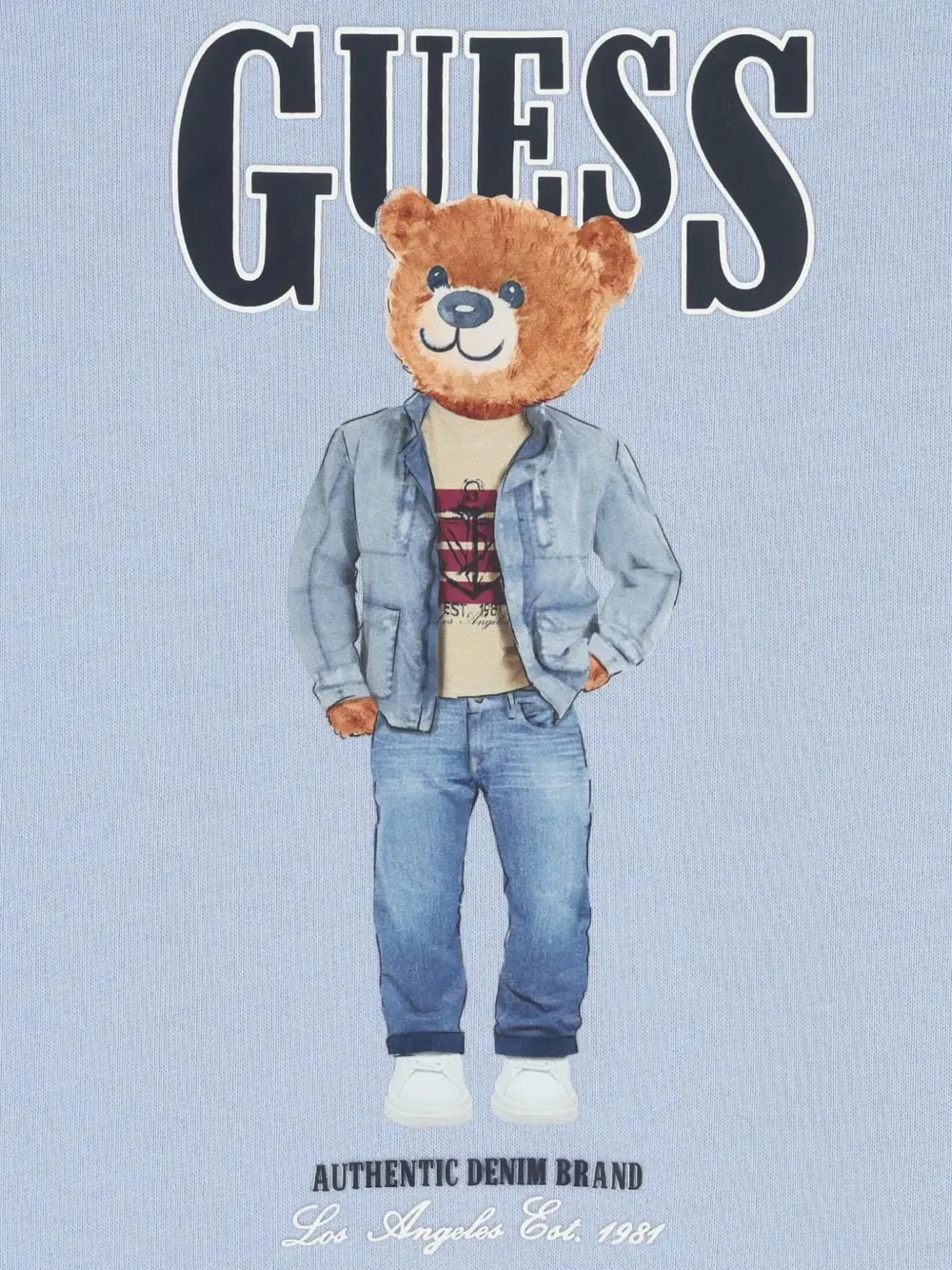 Толстовка с принтом плюшевого мишки Guess Kids, синий — фото 3