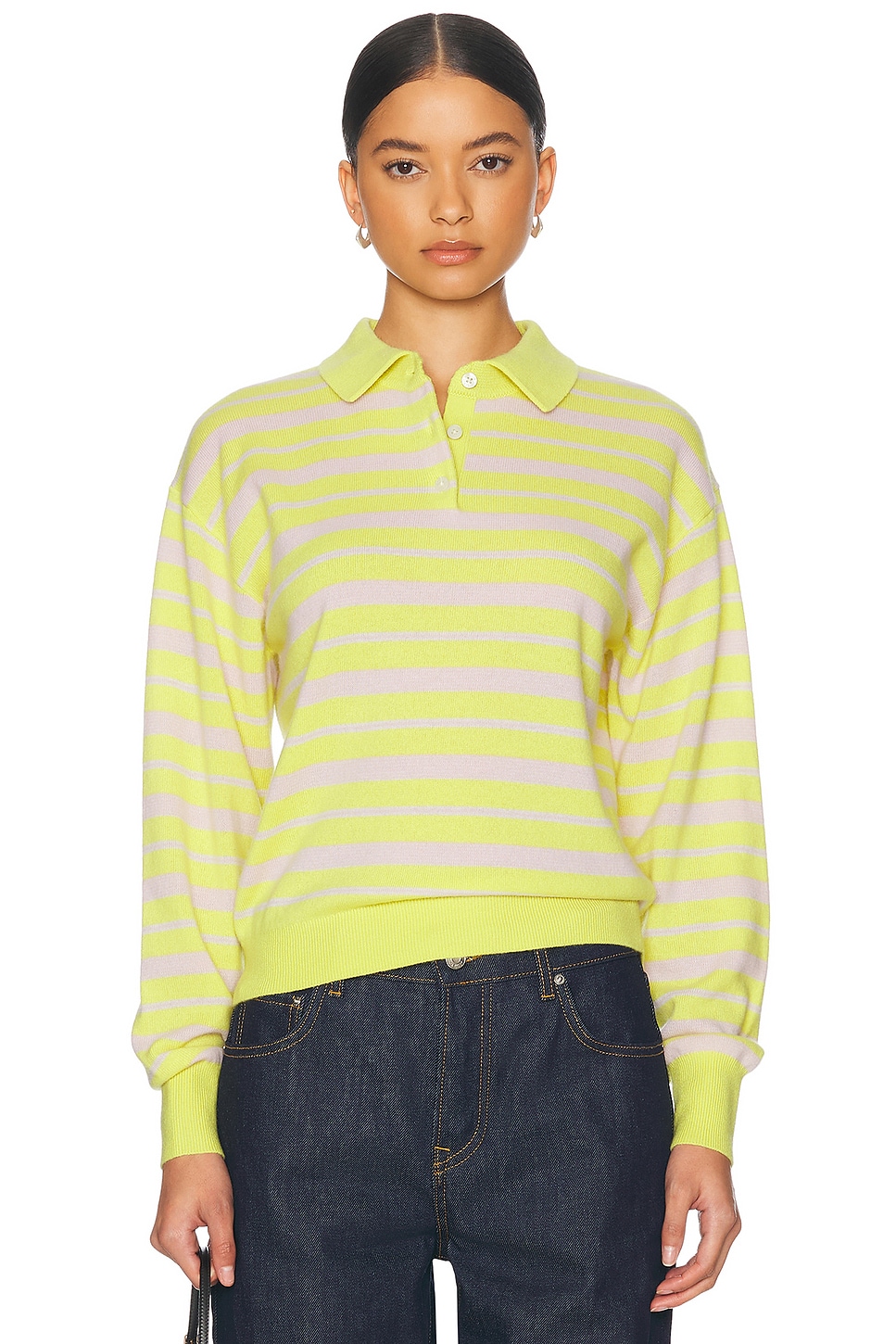 

Collegiate Stripe Polo Cashmere Свитер Guest In Residence, Lemon Combo