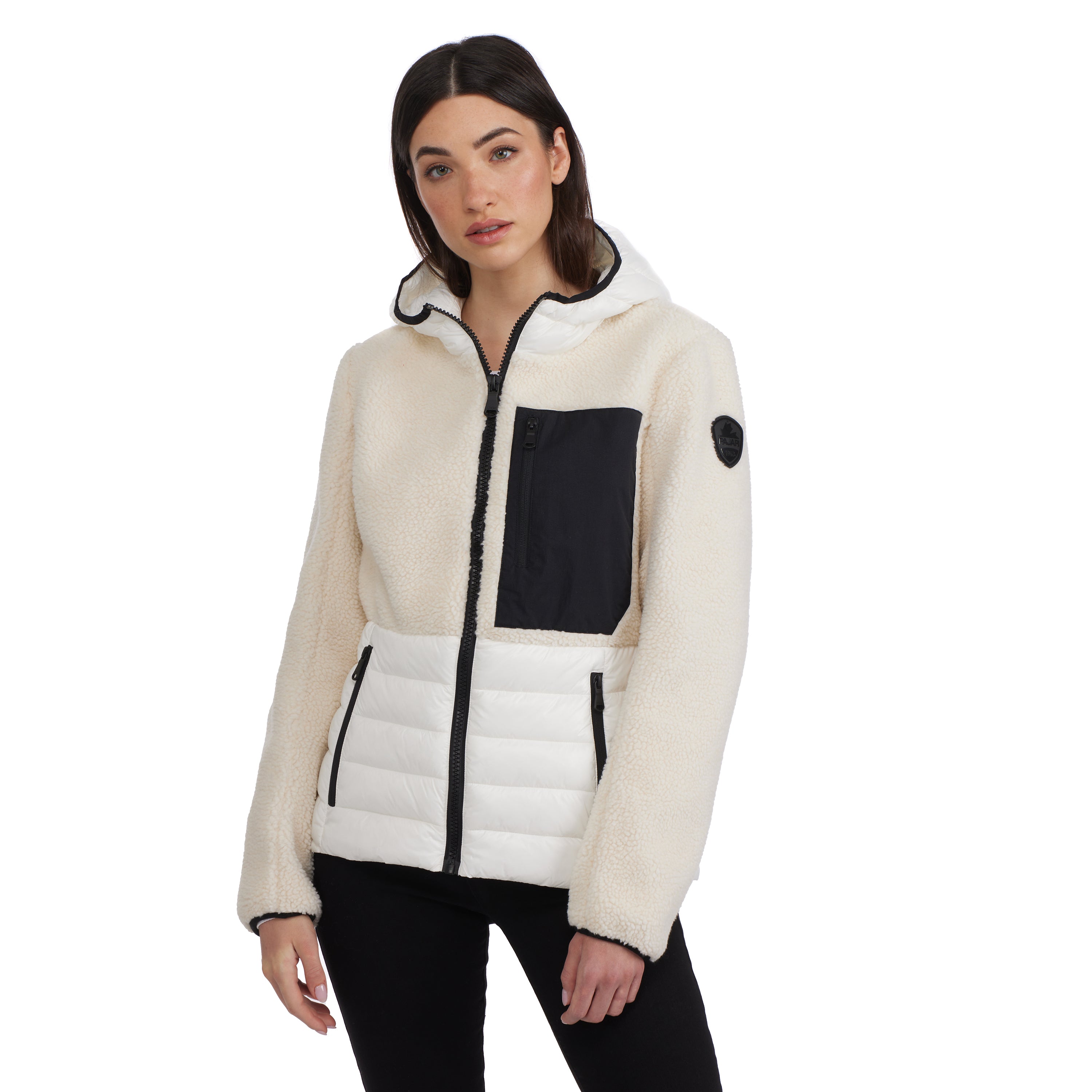 

Женская куртка Pajar Fawn Lightweight Mixed Media с фиксированным капюшоном, цвет white op