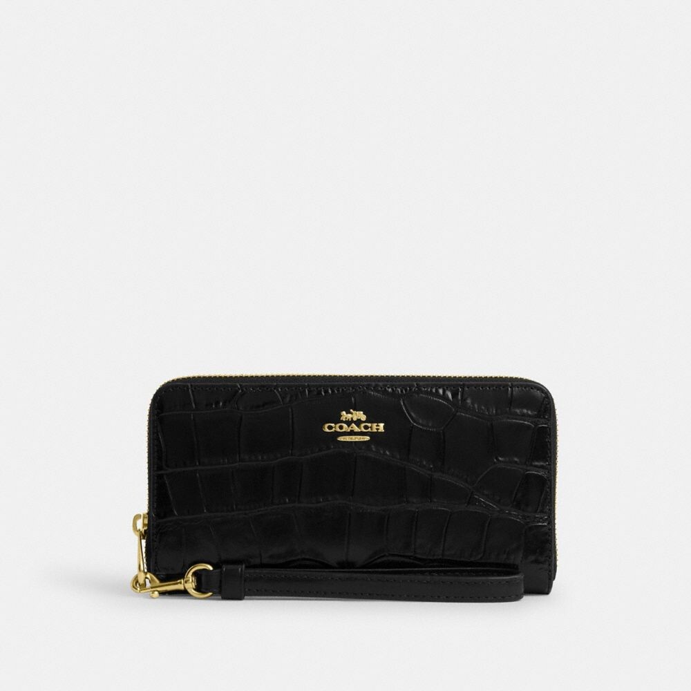 

Большой кошелек COACH Long Zip Around, золотой/черный