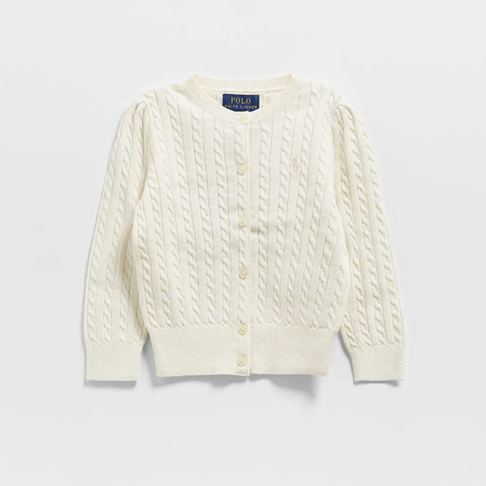 Детский хлопковый кардиган с мини-косами натурального цвета от Polo Ralph Lauren Children