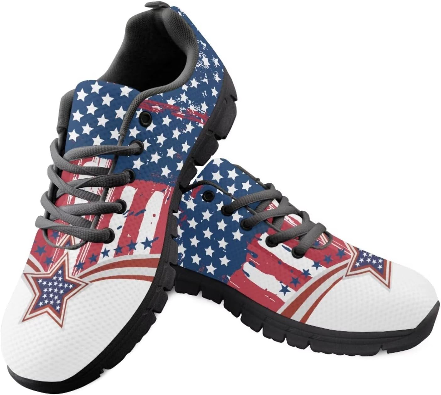 

Кроссовки с флагом США для прогулок, кеды на 4 июля, повседневные беговые кроссовки для Дня независимости Getelinseng, American Flag Print