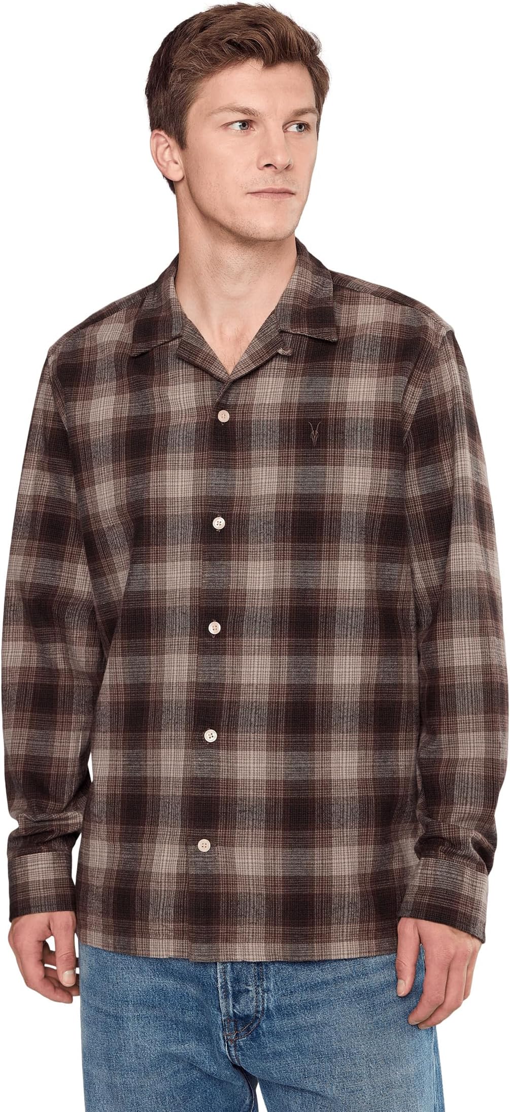 

Мужская рубашка Iniko с длинным рукавом AllSaints, Mole Brown