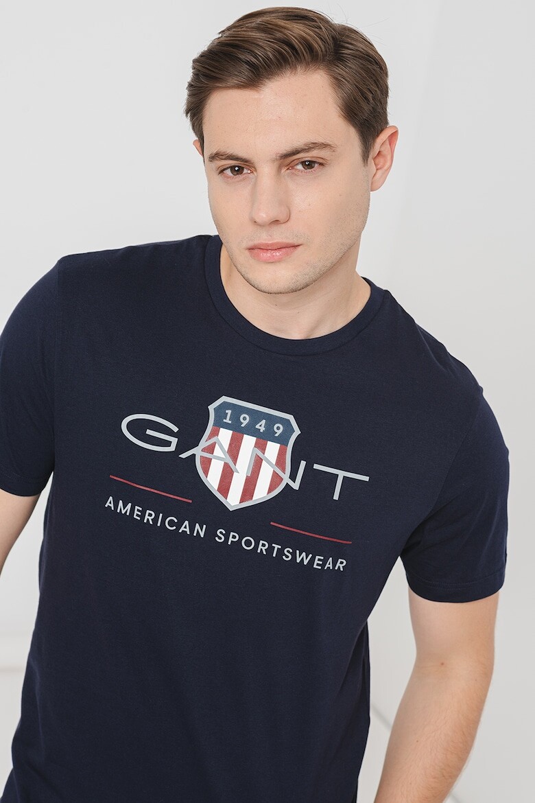 

Хлопковая футболка с логотипами Gant, синий