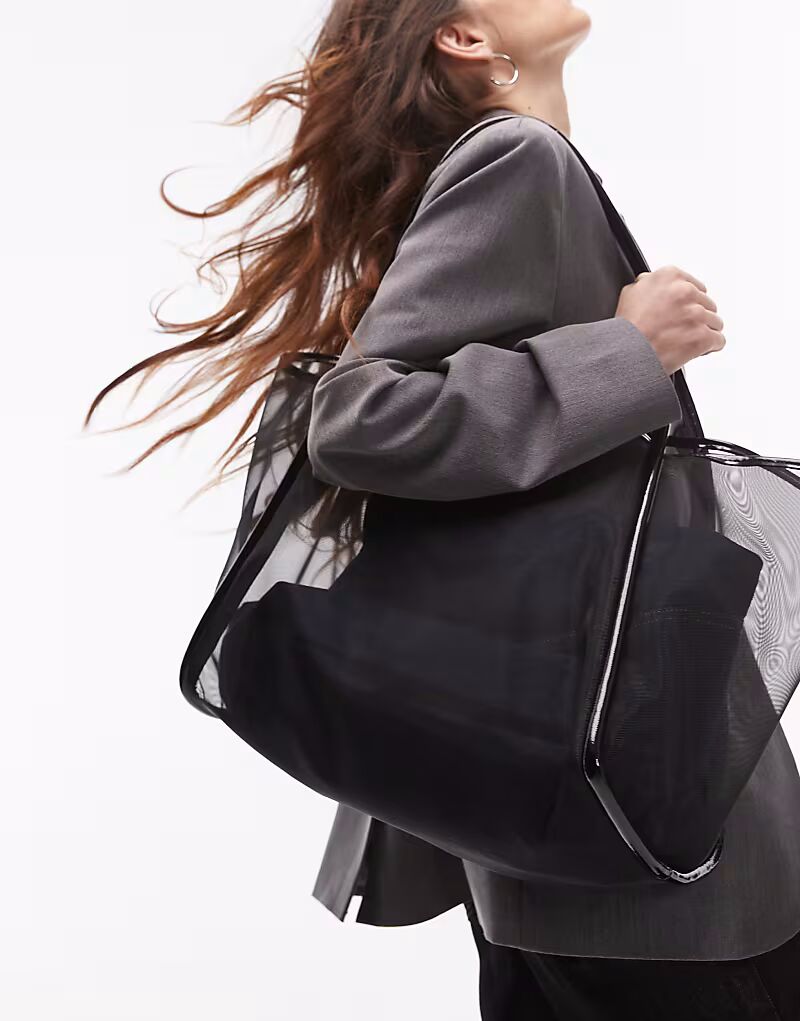 

Сетчатая сумка через плечо Topshop Sutton черного цвета