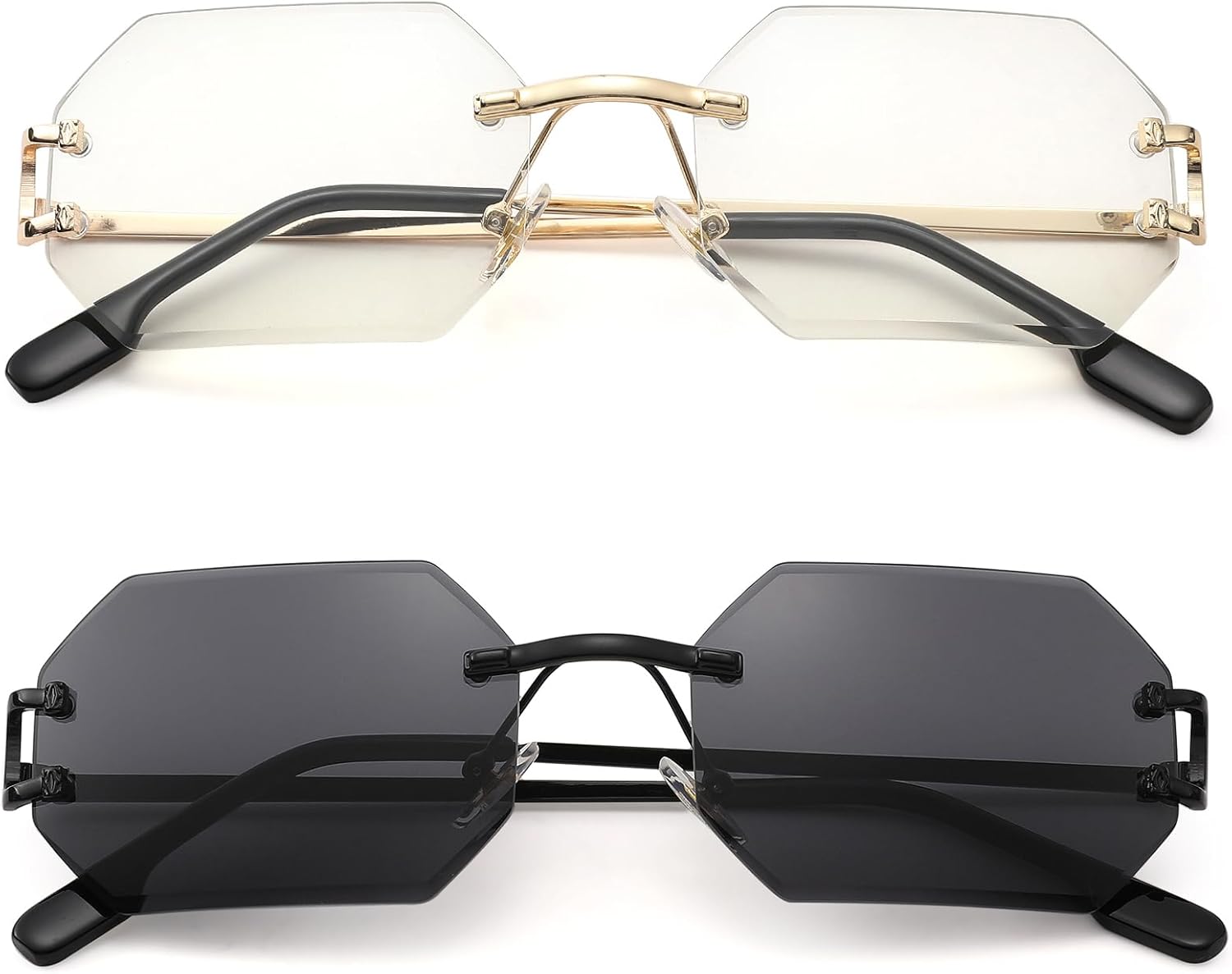 

Солнцезащитные очки Pro Acme без оправы, прямоугольной формы, для мужчин и женщин, с тонированными линзами и многоугольной оправой, Z Gold / Transparent + Black / Grey