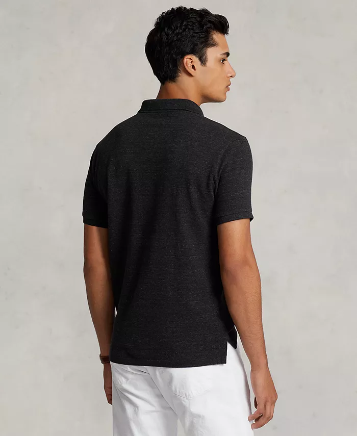 Мужская поло Custom Slim Fit с сетчатой тканью Polo Ralph Lauren, черный — фото 4