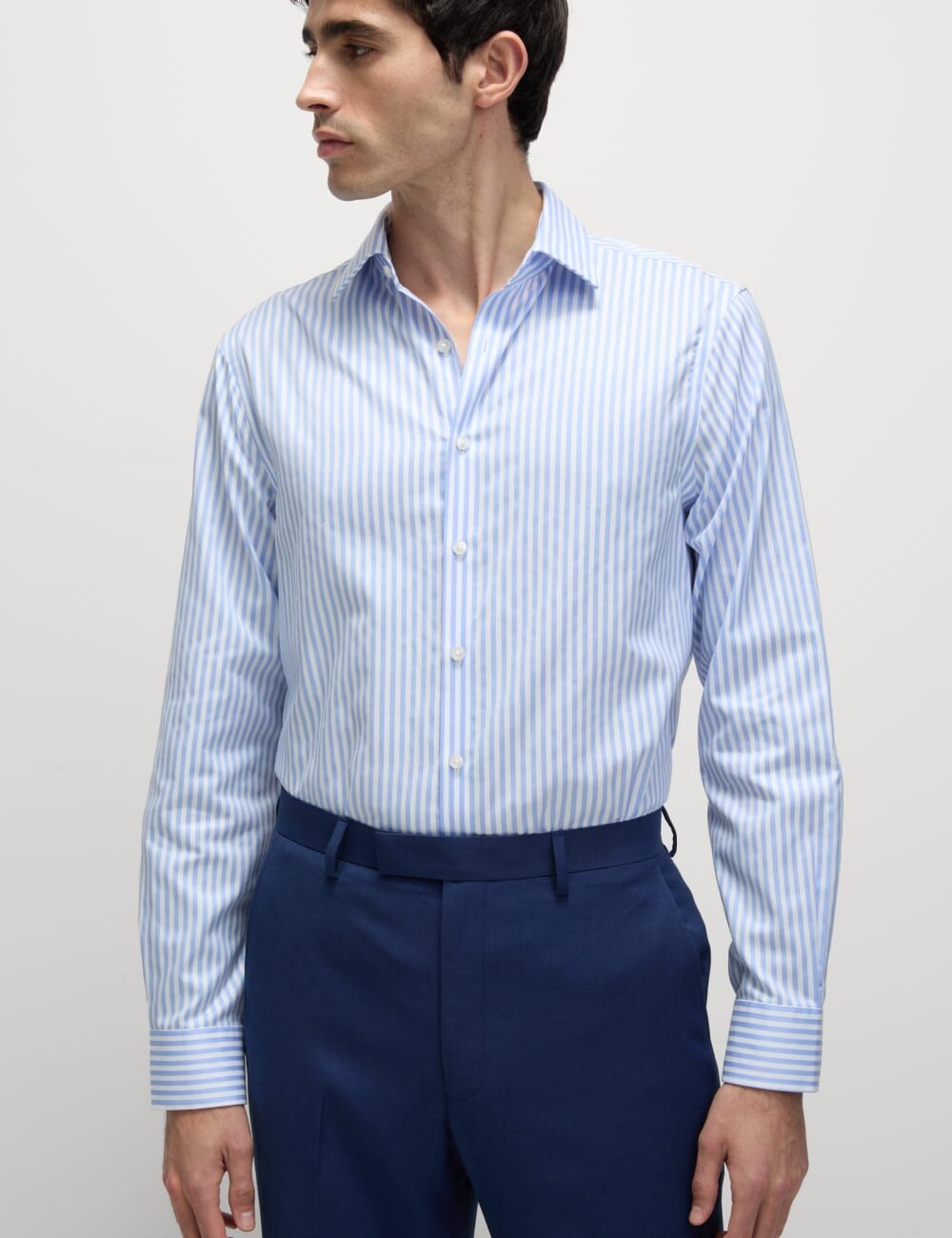 

Рубашка из хлопка в полоску Regular Fit Luxury Marks & Spencer SARTORIAL, синий/белый