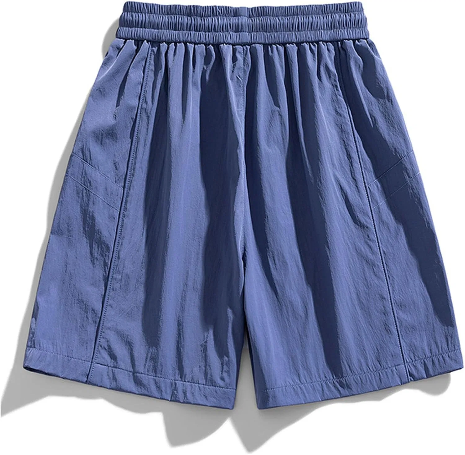 Шорты для женщин High Waisted Drawstring Bermuda, Polyester Ice Silk, Blue — фото 2