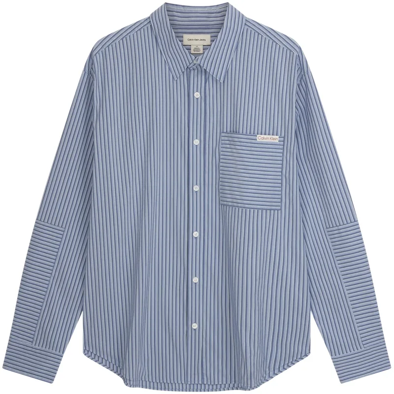 Calvin Klein Рубашка мужская C7K Blue White Pinstripe Lapel Moderate