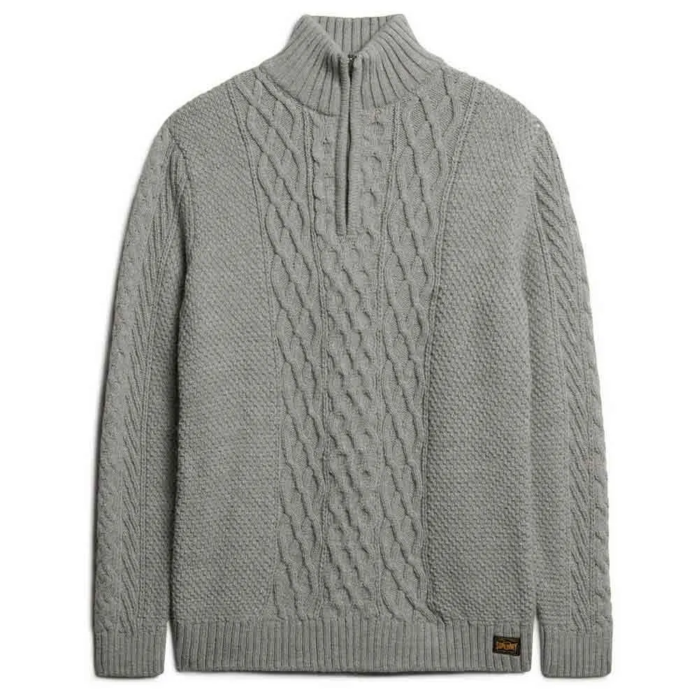 

Свитер Superdry Jacob Cable half zip, серый