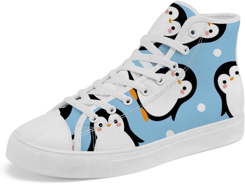 

Кеды Chebing для женщин и мужчин Penguin высокие шнуровка на шнурках текстильные кеды Подарки для парня и девушки, синий