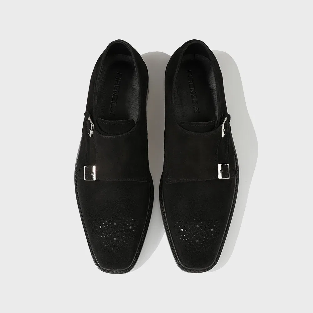 Мужские туфли Firenze.A Robe Suede Double Monk Strap чёрные — фото 2