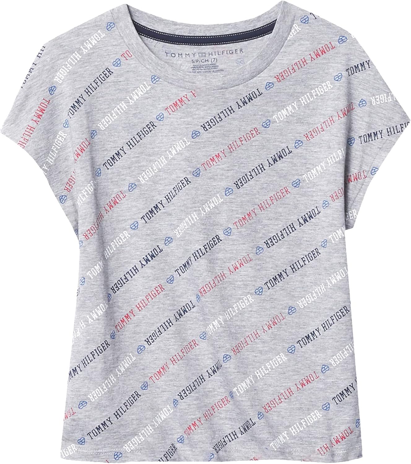 

Футболка с тональным логотипом Tommy Hilfiger для девочек (для детей старшего возраста), Grey Logo Print