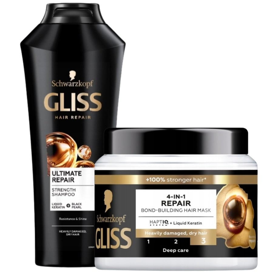 

Gliss Ultimate Repair Шампунь-маска для поврежденных волос, набор 2 x 400 мл Inna marka