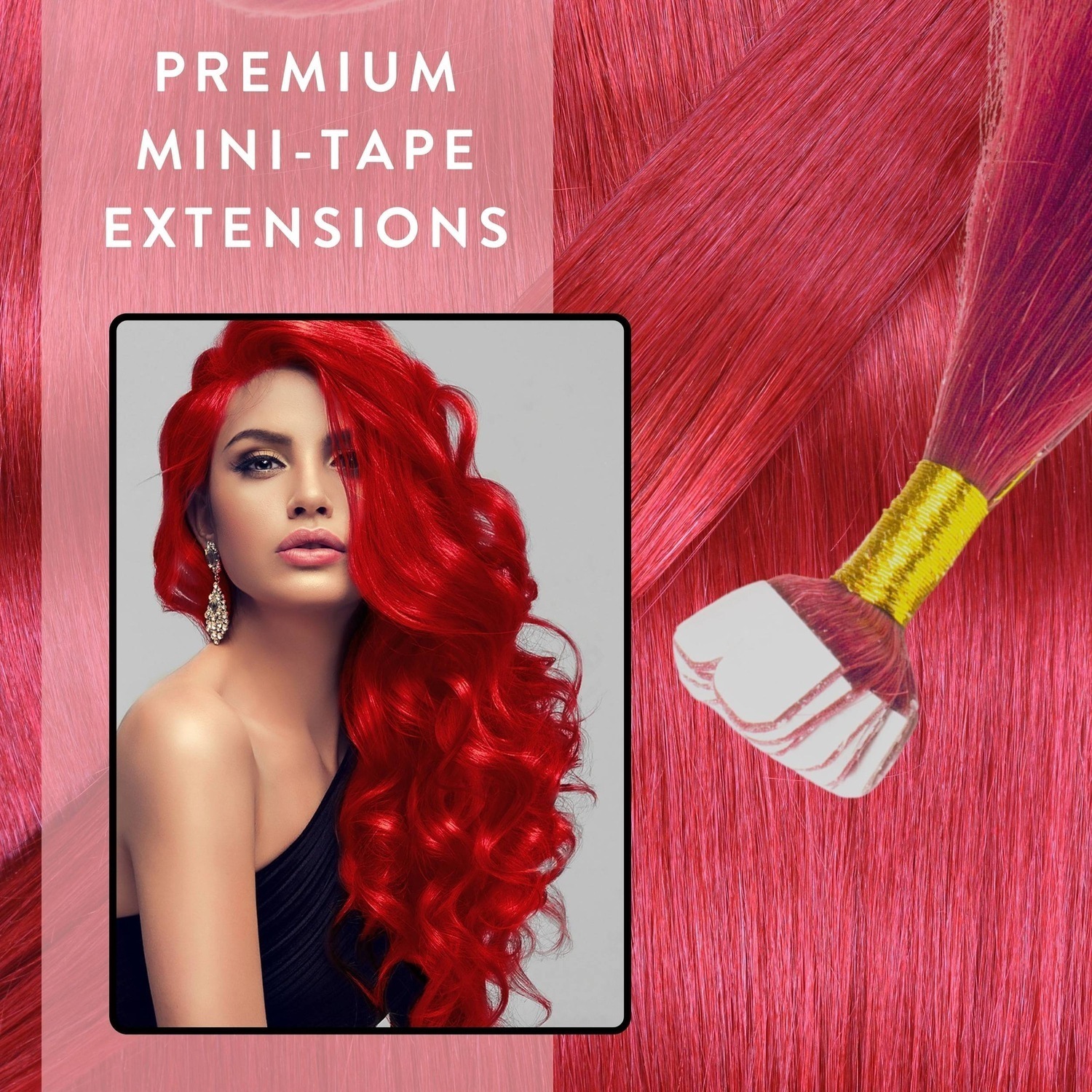 Накладные волосы mini tape extensions premium echthaar #0/44 rot-intensiv Hair2Heart, 40cm, количество 12 шт. — фото 2
