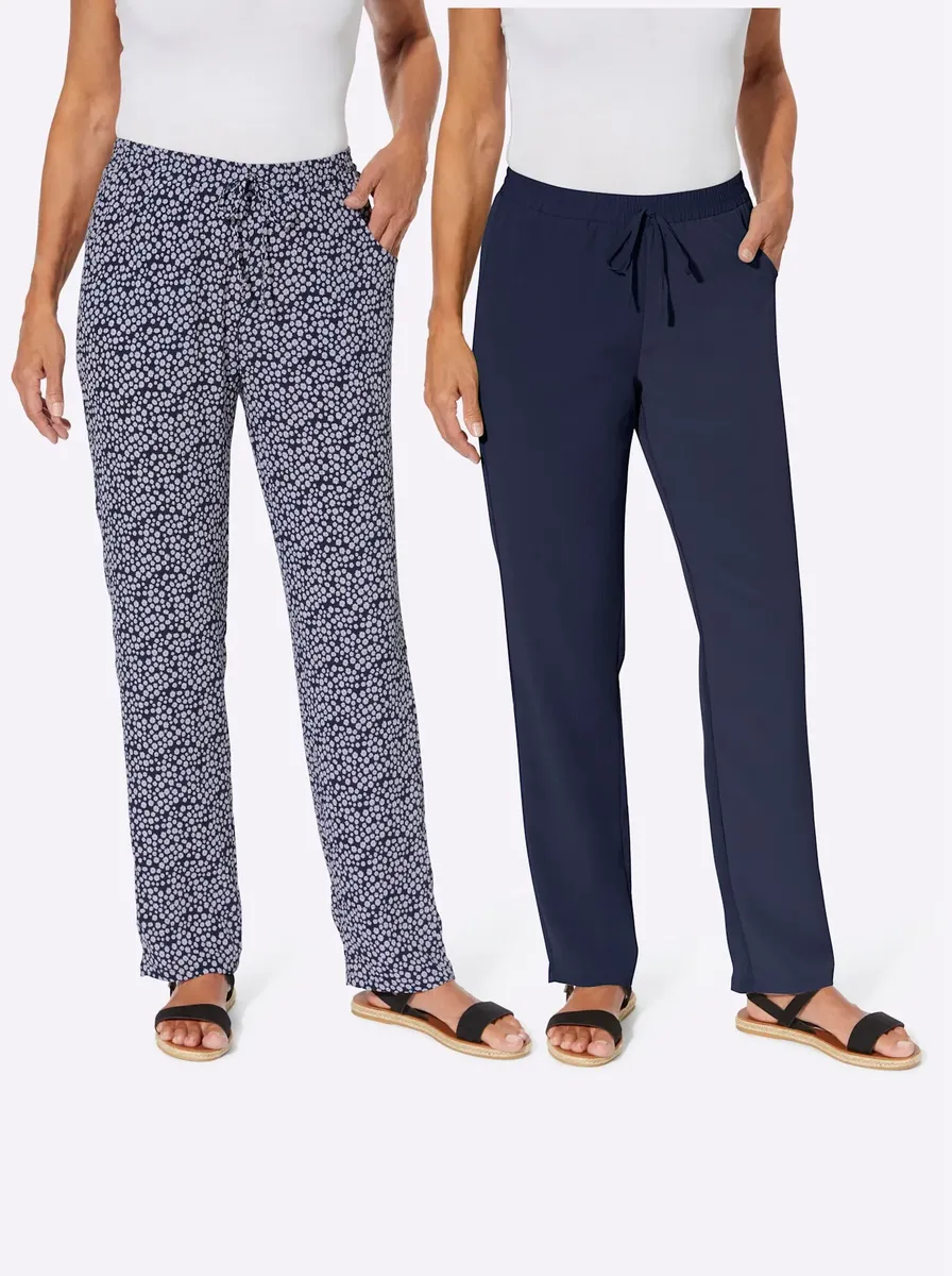 

Брюки без застежки Classic Basics, синий