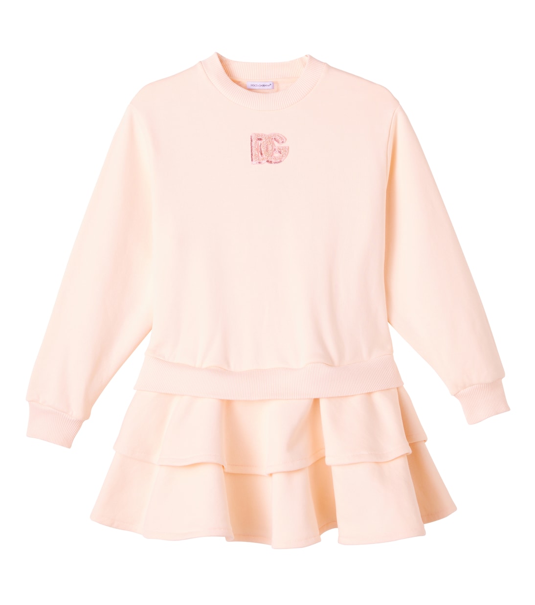 

Многослойное платье из хлопкового флиса DG Dolce&Gabbana Kids, Rosa Pallido