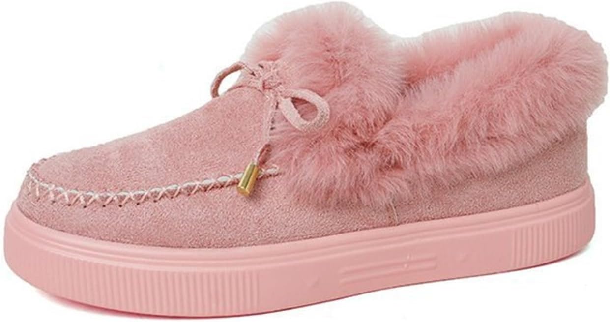 

Женские зимние снежные ботинки, утепленные мехом ботильоны, короткие ботинки на молнии, легкая водонепроницаемая зимняя обувь, толстая плюшевая платформа, повседневные лоферы, удобная обувь для прогулок дома и на улице Rianclud, розовый