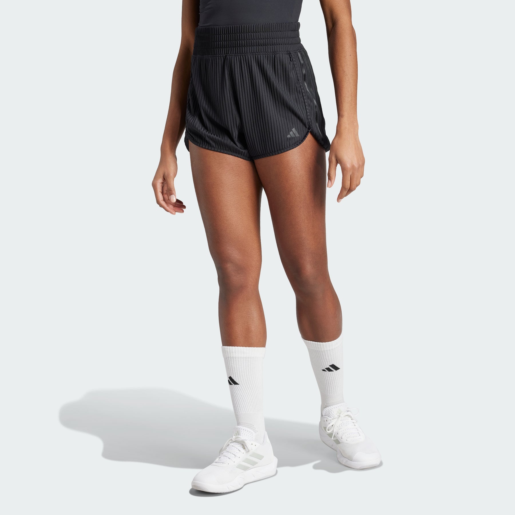 

Шорты Pacer all gym сезонные с высокой посадкой в рубчик и тремя полосками Adidas, black