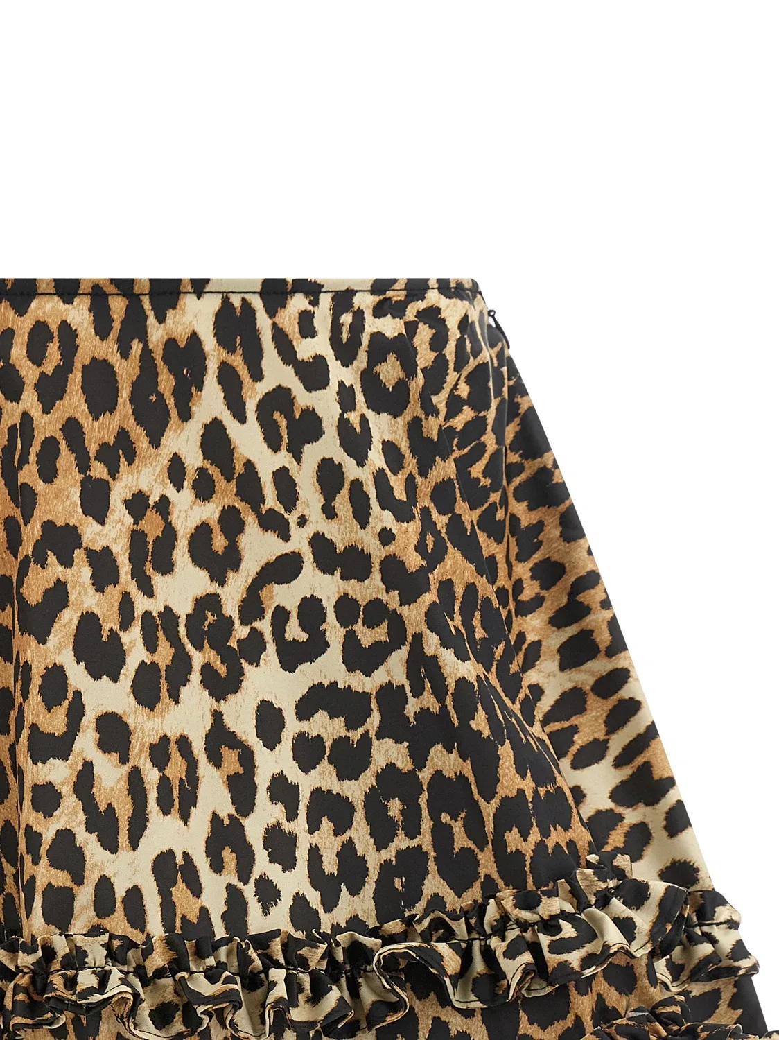 Юбка «Leopard Duchesse Nylon Mini Frill» GANNI, коричневый — фото 3