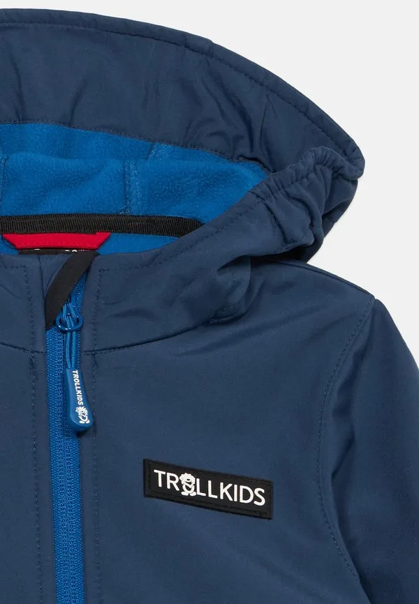 Куртка skjorta soft shell Trollkids, Bright Red/Mystic Blue/Alpine Blue — фото 4