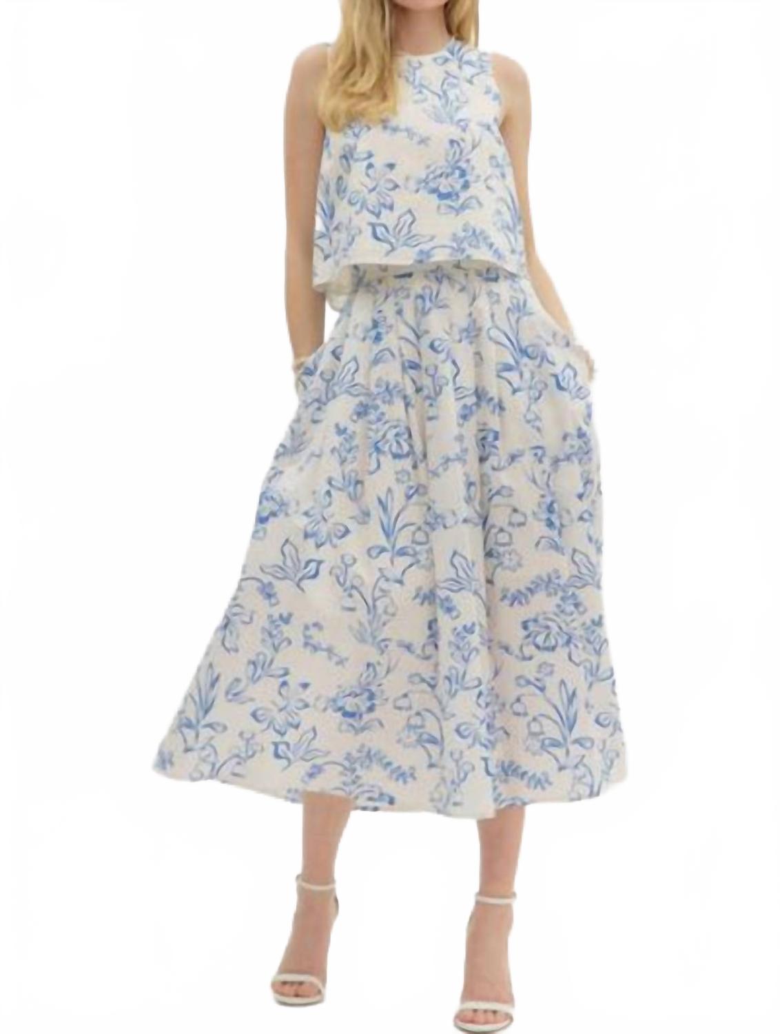 

Комплект Picasso безрукавка и миди-юбка в кремово-голубом цвете Entro