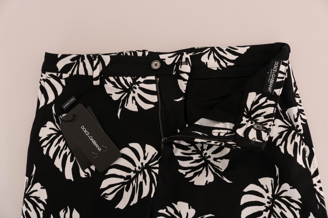 Узкие брюки до щиколотки с принтом листьев Dolce & Gabbana, черный/белый — фото 4